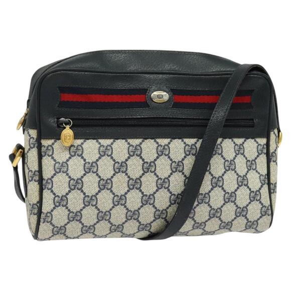 GUCCI GG Supreme Sherry Line Shoulder Bag Pvc Navy Gold 001 56 001 56 - Picture 1 of 16